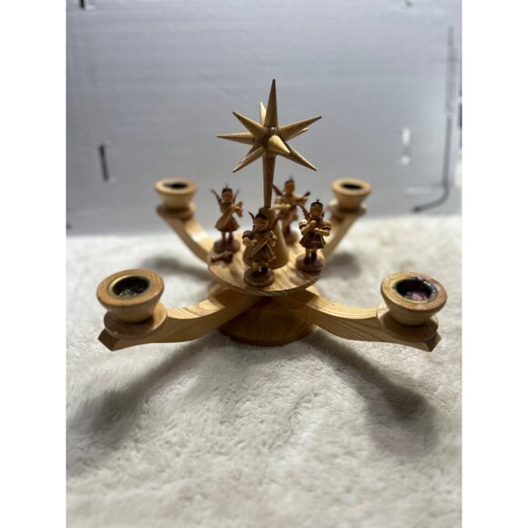 Alvin Preissler German w/standing angels Advent Candlelabrum with tealight natur - Picture 1 of 16